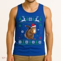 Ugly Sweater Christmas Squirrel Lover Santa Hat Animals Cute Gift Tank Top thumb 3