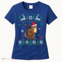 Ugly Sweater Christmas Squirrel Lover Santa Hat Animals Cute Gift Women's T-Shirt thumb 0