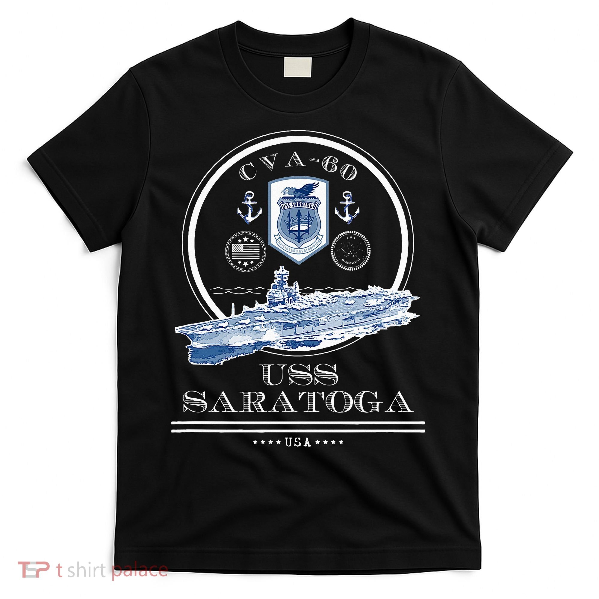 USS Saratoga CVA60 Naval Ship Military Aircraft Carrier T-Shirt