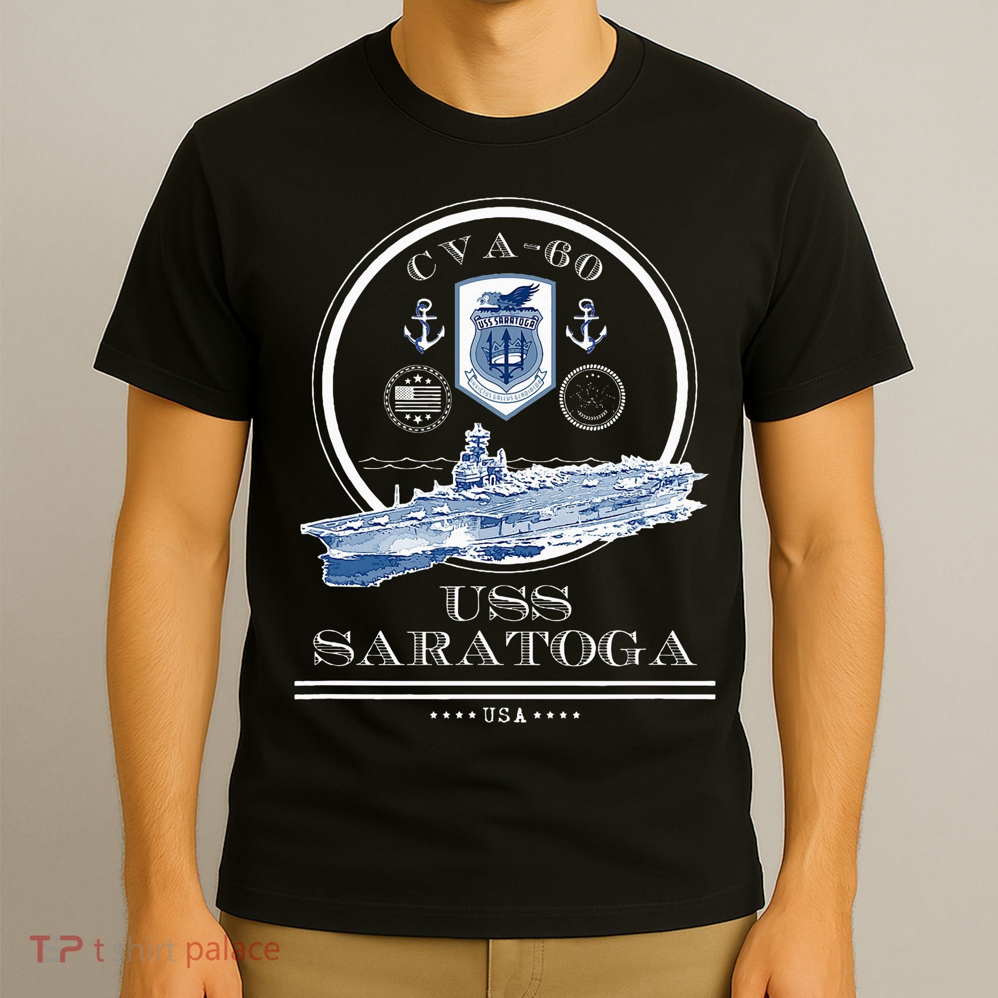 USS Saratoga CVA60 Naval Ship Military Aircraft Carrier T-Shirt