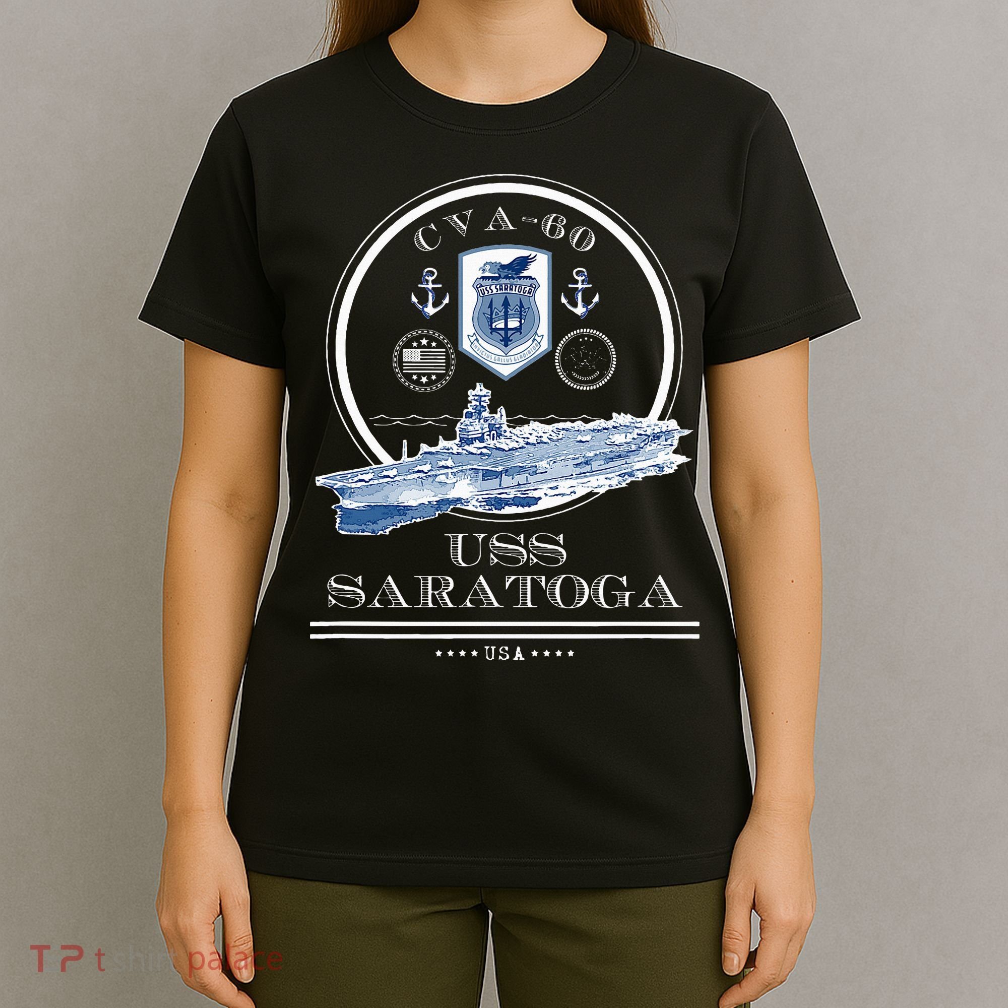 USS Saratoga CVA60 Naval Ship Military Aircraft Carrier T-Shirt