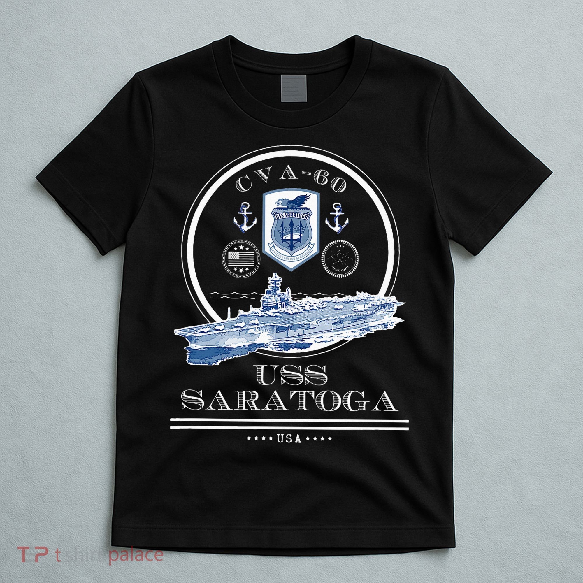 USS Saratoga CVA60 Naval Ship Military Aircraft Carrier T-Shirt