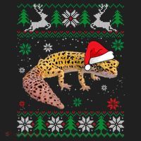 Ugly Sweater Christmas Leopard Gecko Lover Santa Hat Animals Gift Women's Sweatshirt thumb 2