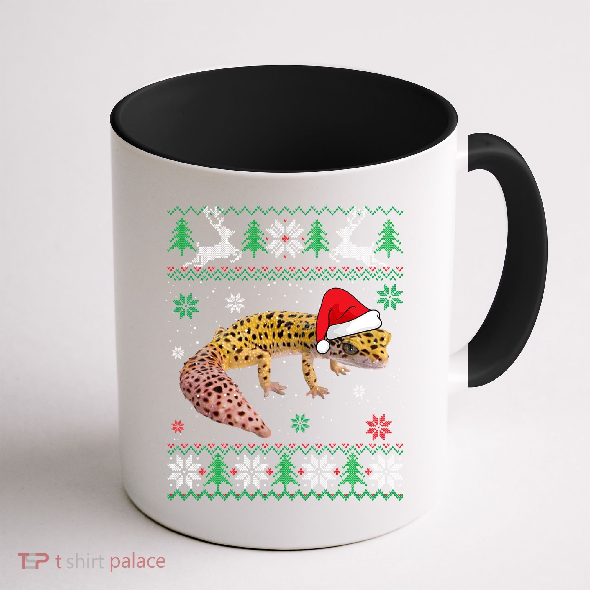 Ugly Sweater Christmas Leopard Gecko Lover Santa Hat Animals Gift Coffee Mug