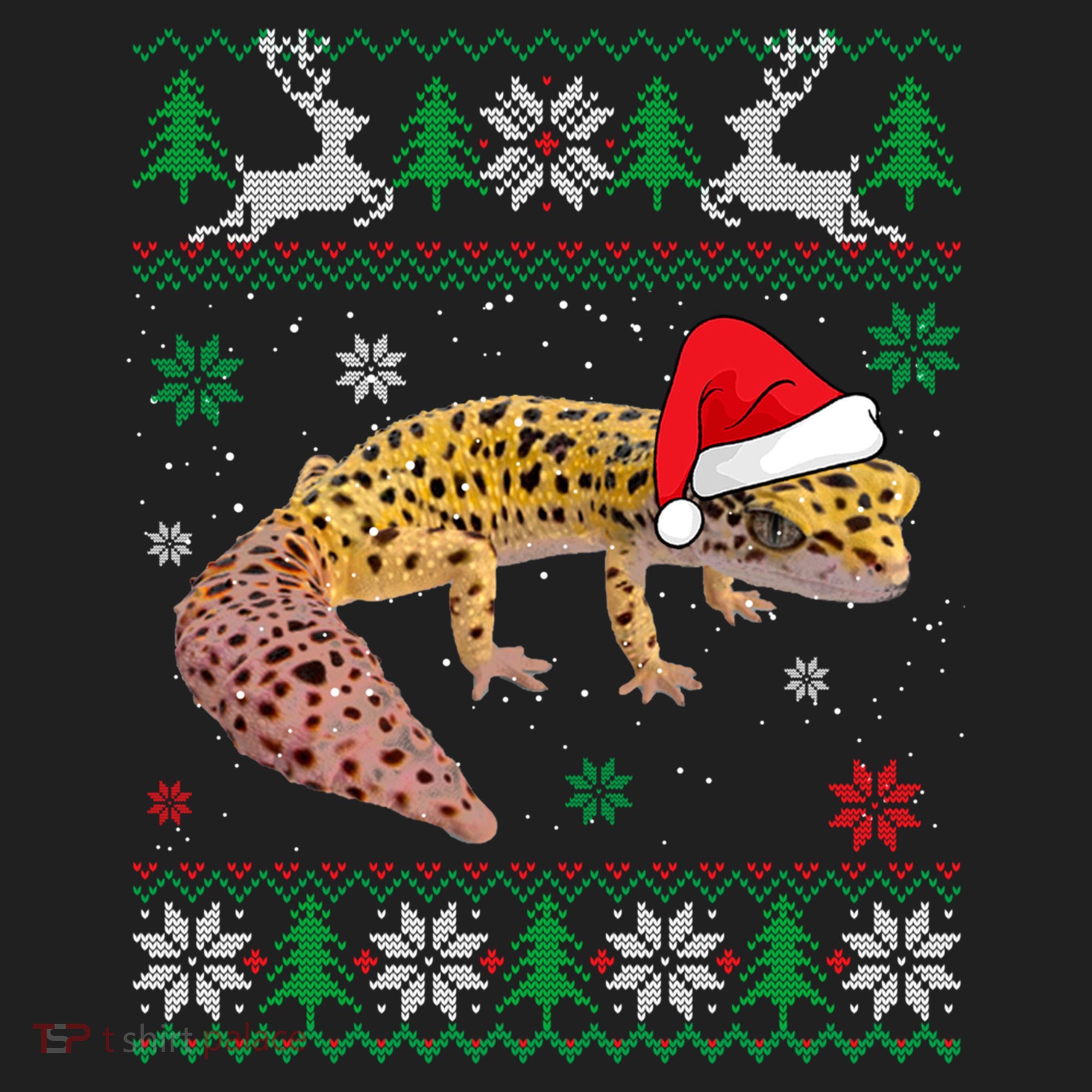 Ugly Sweater Christmas Leopard Gecko Lover Santa Hat Animals Gift Beanie