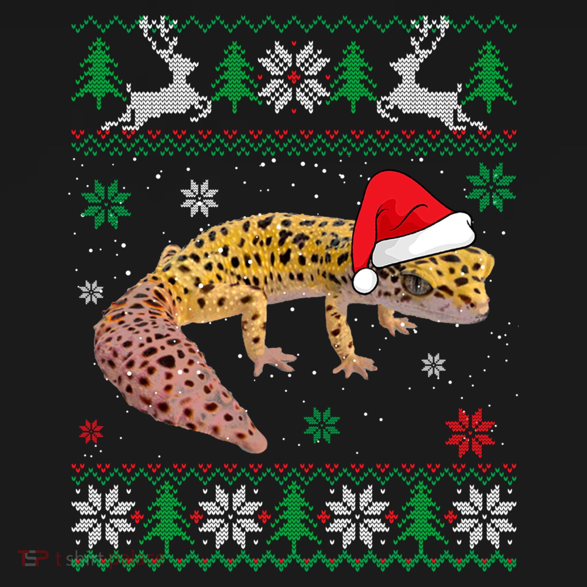 Ugly Sweater Christmas Leopard Gecko Lover Santa Hat Animals Gift Ornament