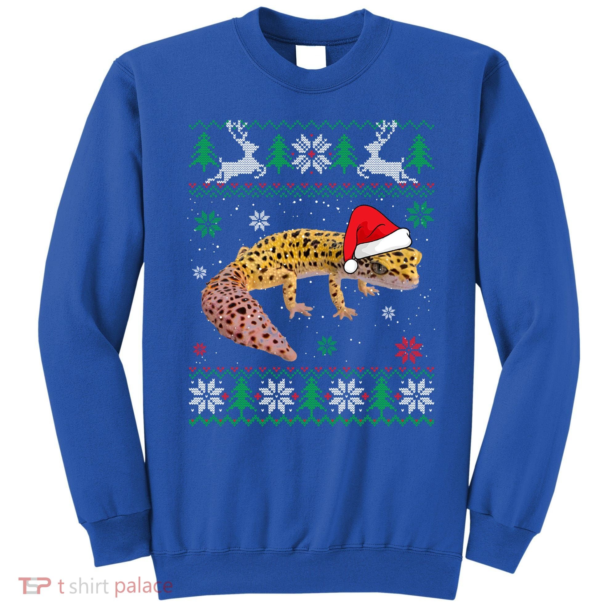 Ugly Sweater Christmas Leopard Gecko Lover Santa Hat Animals Gift Sweatshirt
