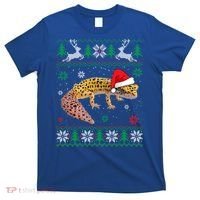 Ugly Sweater Christmas Leopard Gecko Lover Santa Hat Animals Gift T-Shirt thumb 0