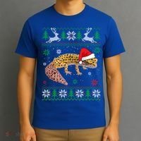 Ugly Sweater Christmas Leopard Gecko Lover Santa Hat Animals Gift T-Shirt thumb 3