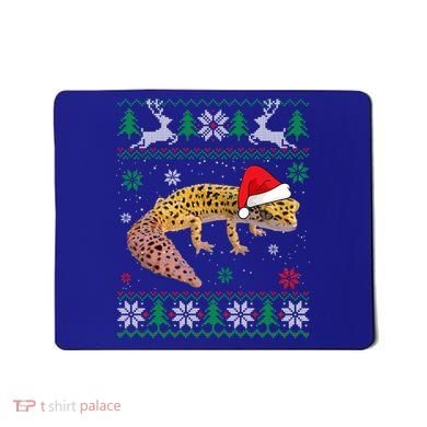 Ugly Sweater Christmas Leopard Gecko Lover Santa Hat Animals Gift Mousepad