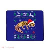 Ugly Sweater Christmas Leopard Gecko Lover Santa Hat Animals Gift Mousepad thumb 0