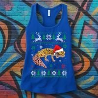 Ugly Sweater Christmas Leopard Gecko Lover Santa Hat Animals Gift Women's Tank Top thumb 3