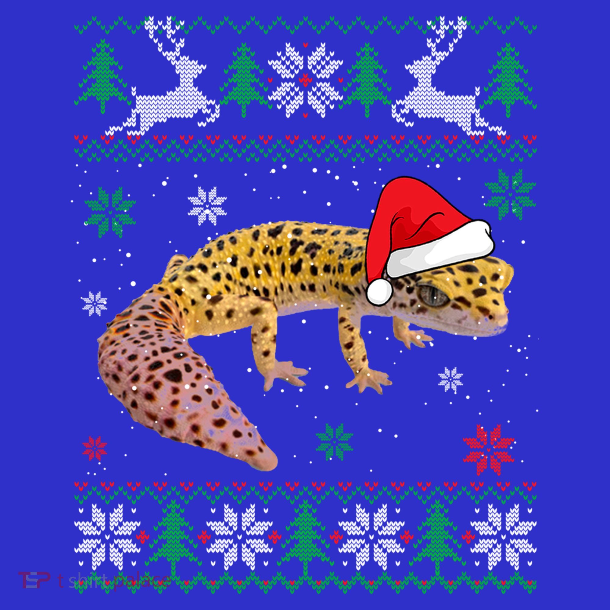 Ugly Sweater Christmas Leopard Gecko Lover Santa Hat Animals Gift Women's Tank Top