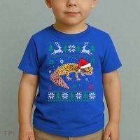 Ugly Sweater Christmas Leopard Gecko Lover Santa Hat Animals Gift Toddler T-Shirt thumb 2