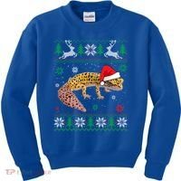 Ugly Sweater Christmas Leopard Gecko Lover Santa Hat Animals Gift Kids Sweatshirt thumb 0