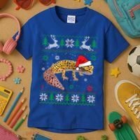 Ugly Sweater Christmas Leopard Gecko Lover Santa Hat Animals Gift Kids T-Shirt thumb 3