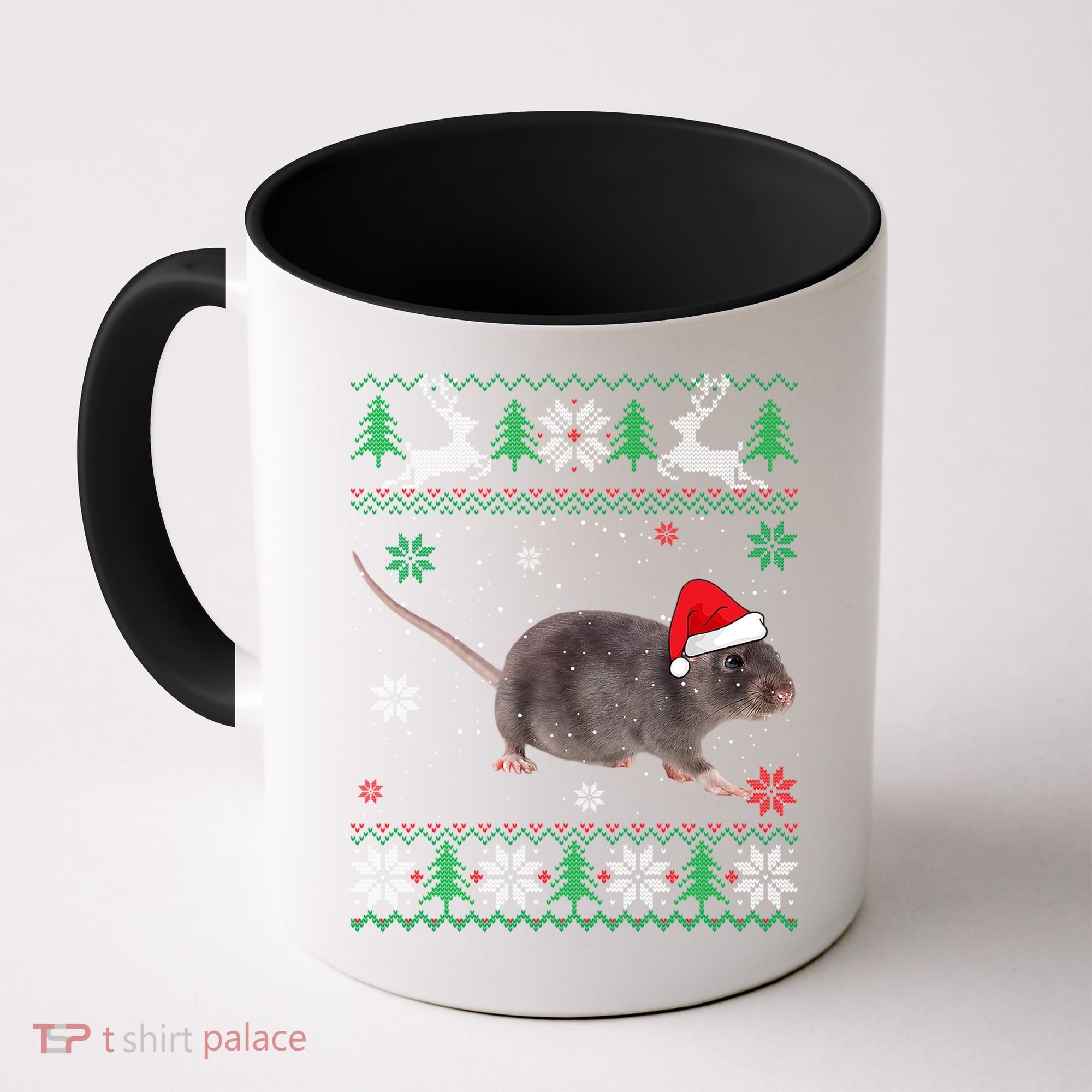 Ugly Sweater Christmas Rat Lover Santa Hat Animals Gift Coffee Mug
