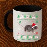 Ugly Sweater Christmas Rat Lover Santa Hat Animals Gift Coffee Mug thumb 2