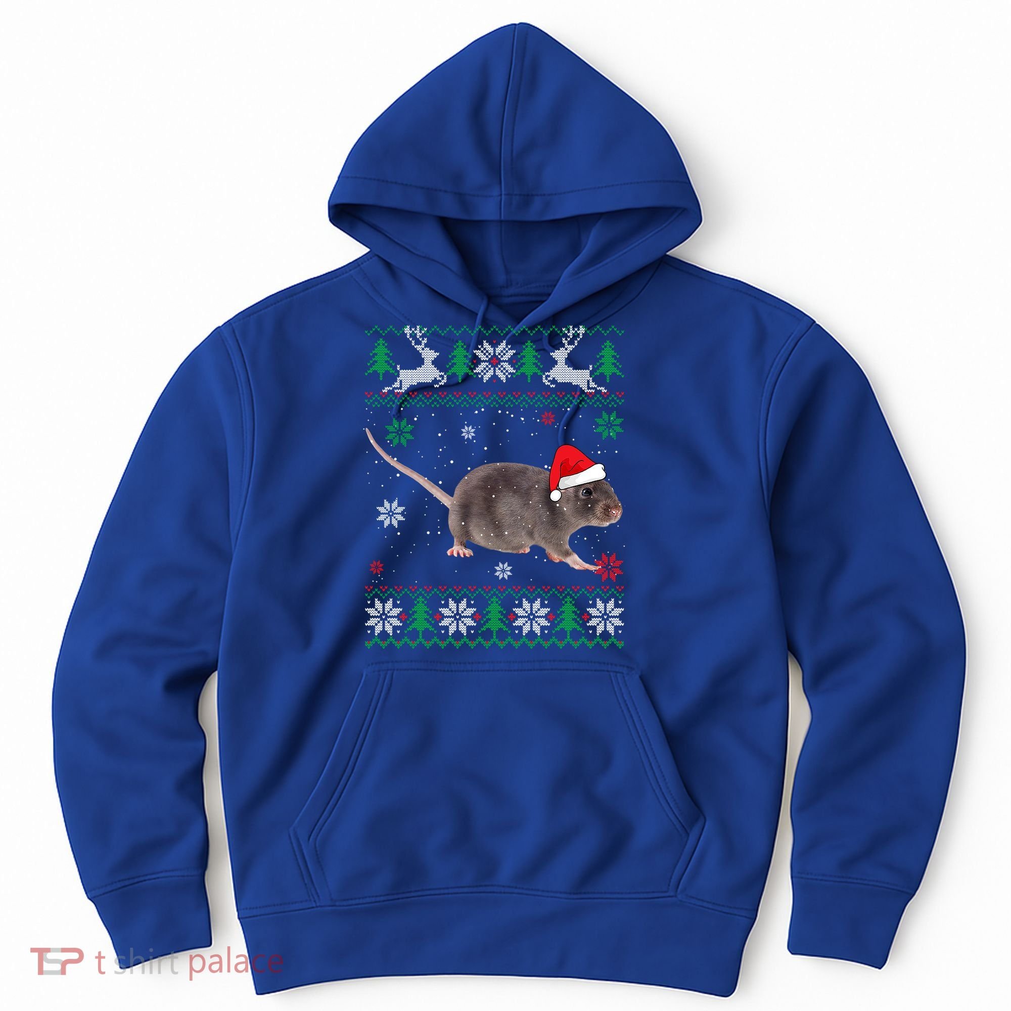 Ugly Sweater Christmas Rat Lover Santa Hat Animals Gift Hoodie