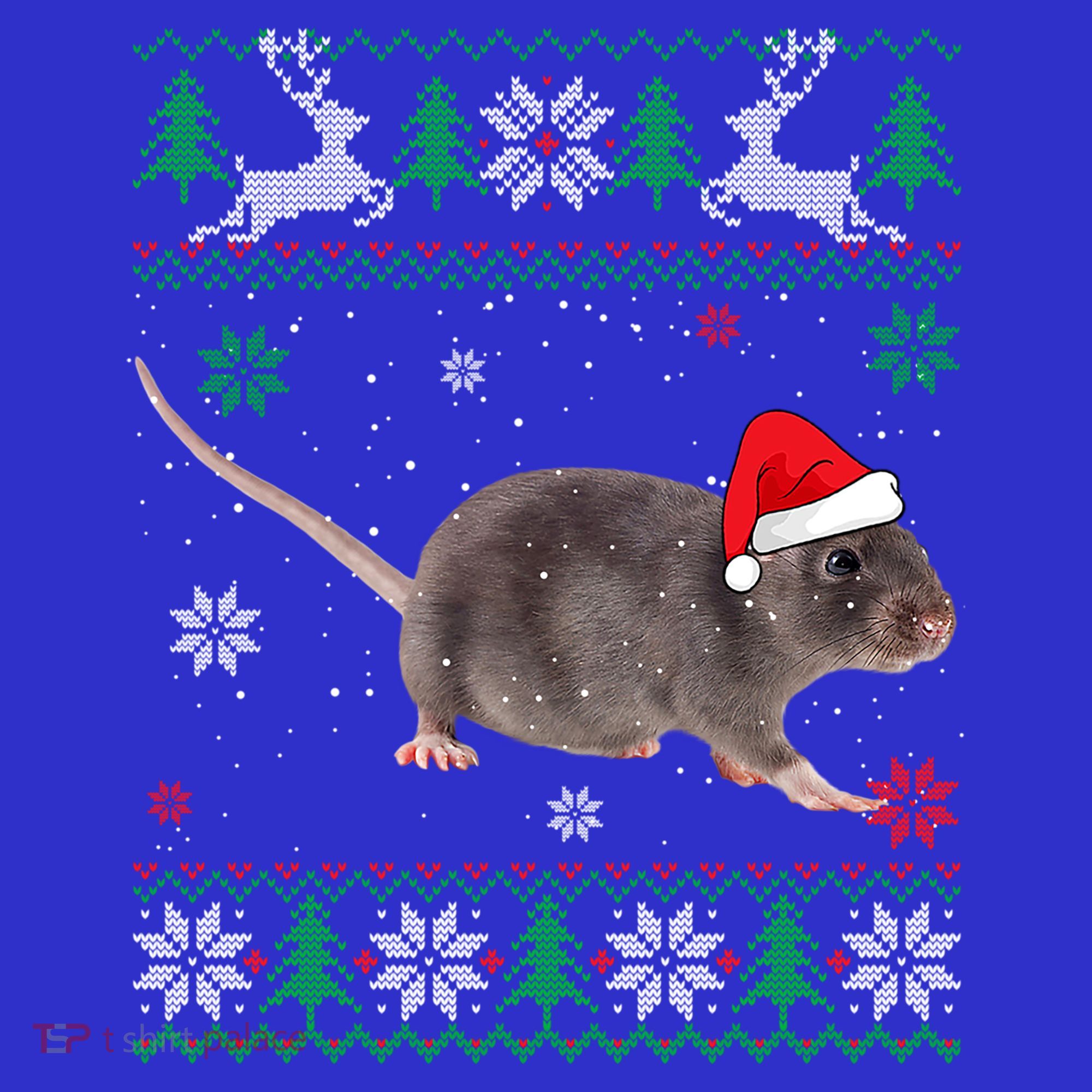 Ugly Sweater Christmas Rat Lover Santa Hat Animals Gift Hoodie