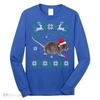 Ugly Sweater Christmas Rat Lover Santa Hat Animals Gift Long Sleeve Shirt thumb 0