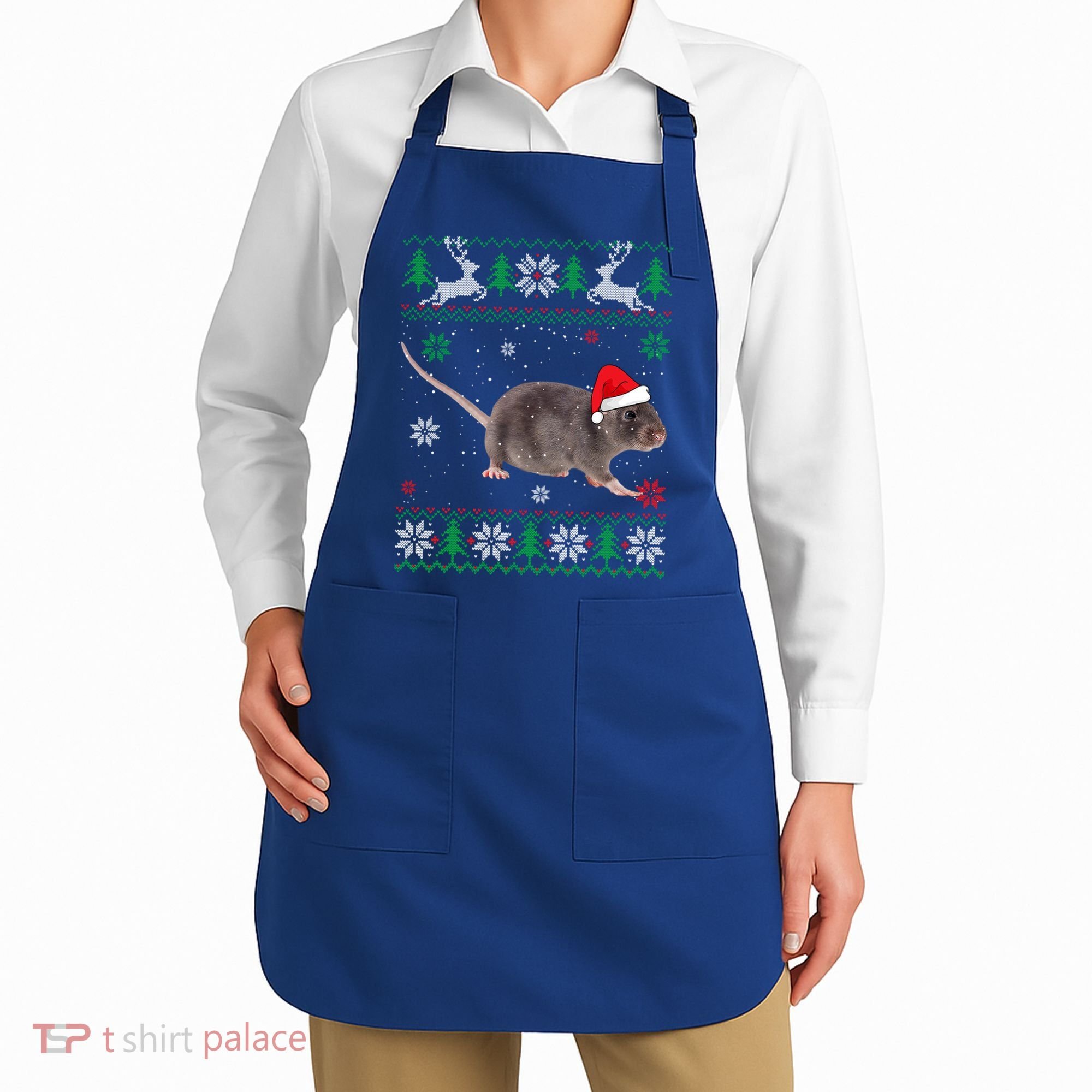 Ugly Sweater Christmas Rat Lover Santa Hat Animals Gift Apron