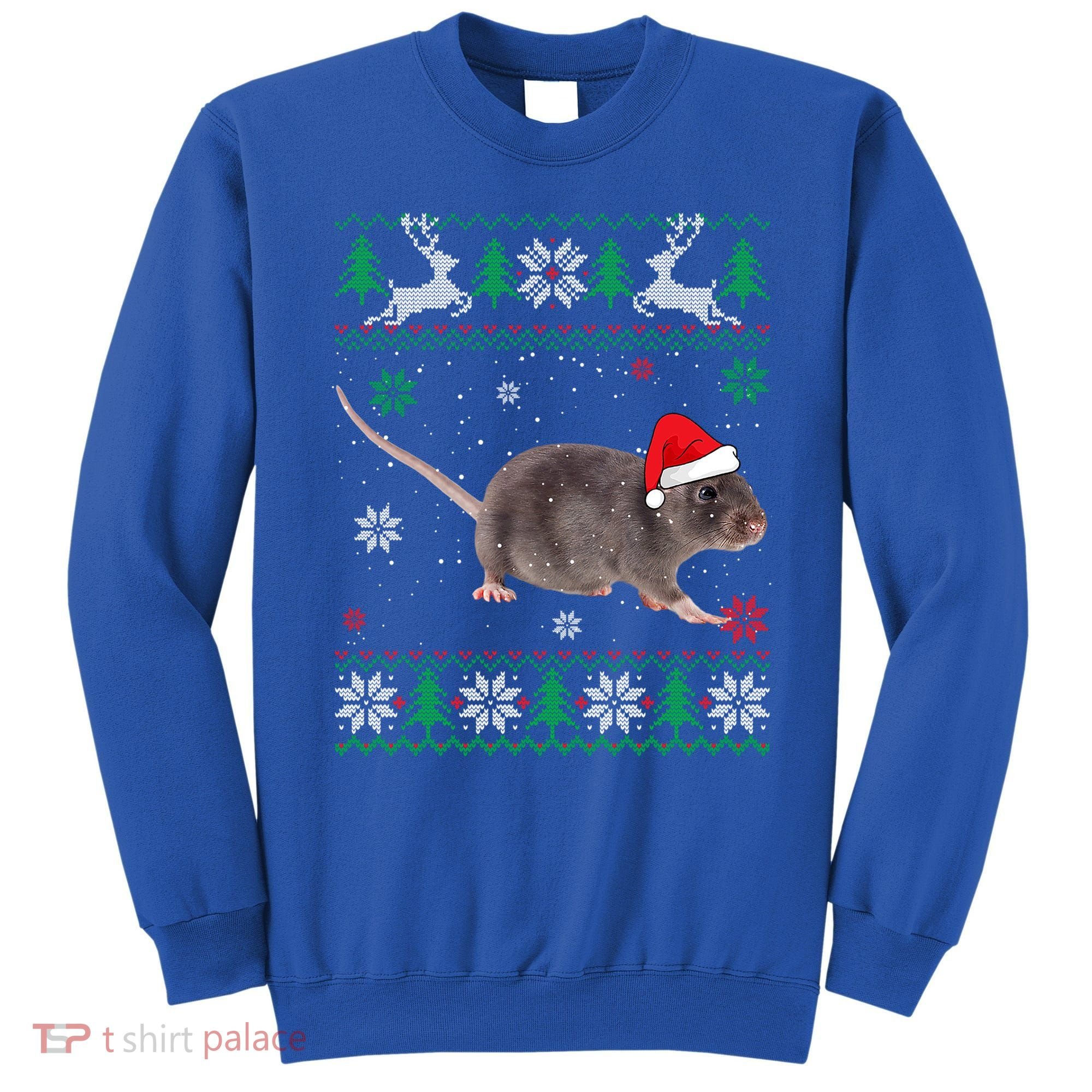 Ugly Sweater Christmas Rat Lover Santa Hat Animals Gift Sweatshirt