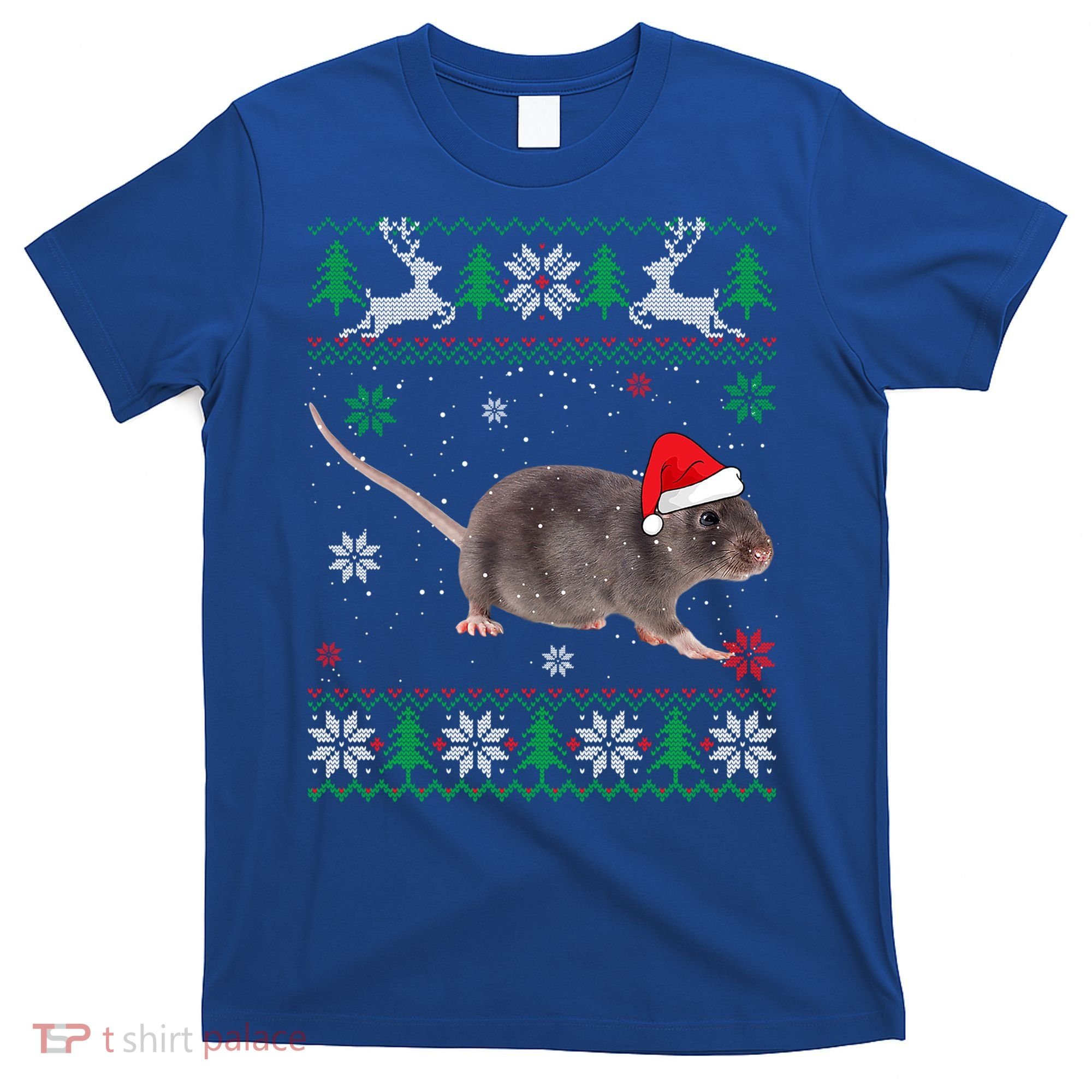 Ugly Sweater Christmas Rat Lover Santa Hat Animals Gift T-Shirt