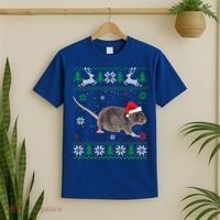 Ugly Sweater Christmas Rat Lover Santa Hat Animals Gift T-Shirt thumb 2
