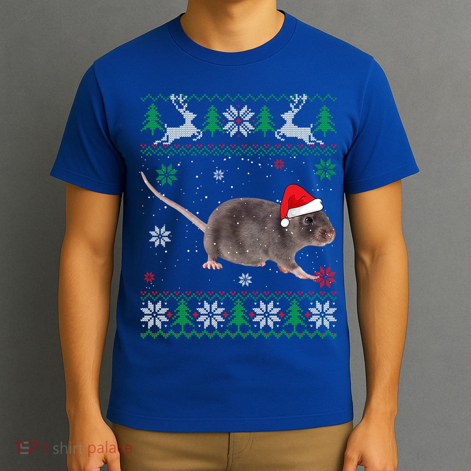 Ugly Sweater Christmas Rat Lover Santa Hat Animals Gift T-Shirt