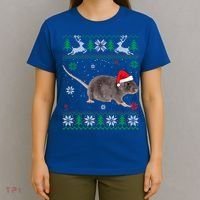 Ugly Sweater Christmas Rat Lover Santa Hat Animals Gift T-Shirt thumb 4