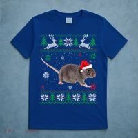 Ugly Sweater Christmas Rat Lover Santa Hat Animals Gift T-Shirt thumb 5