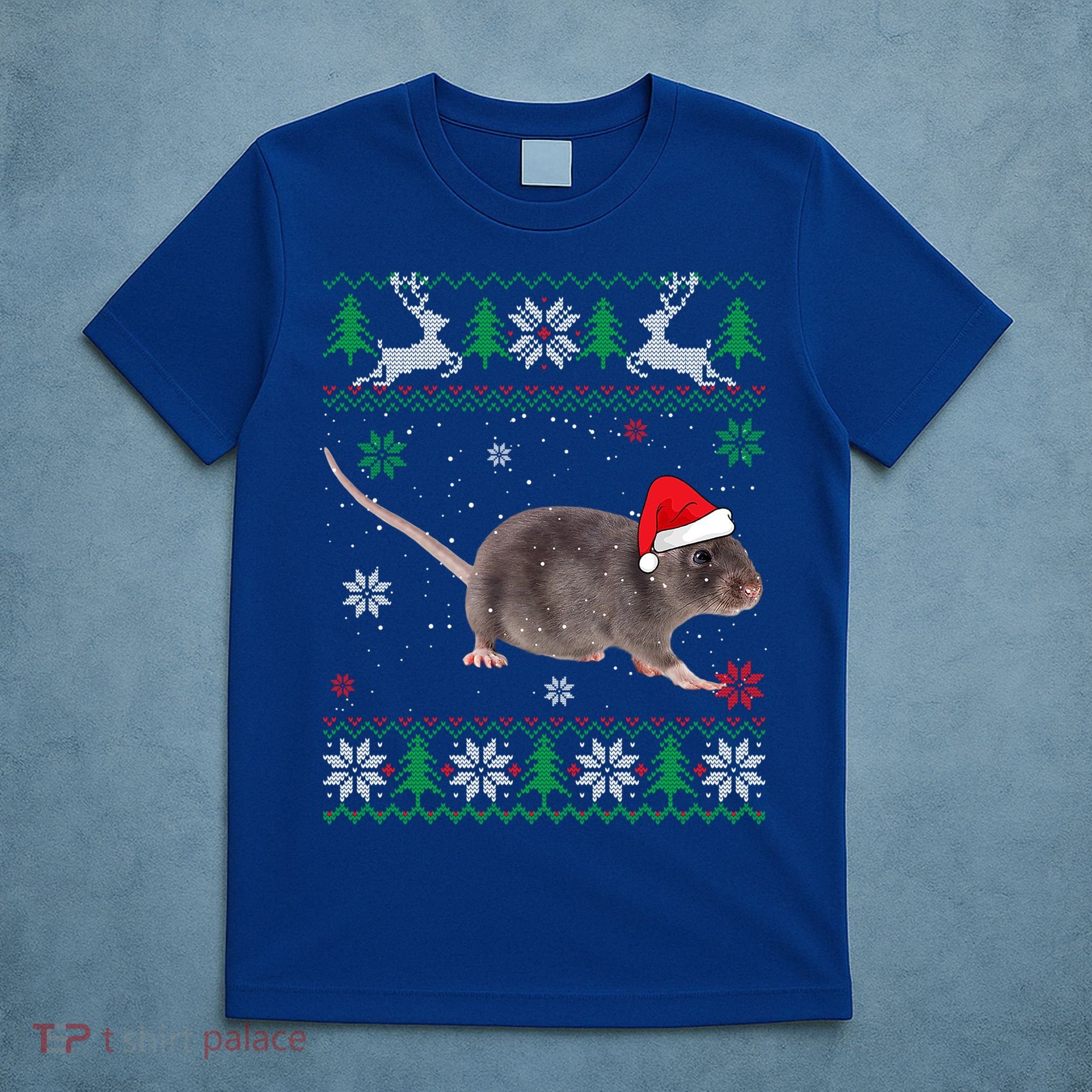 Ugly Sweater Christmas Rat Lover Santa Hat Animals Gift T-Shirt