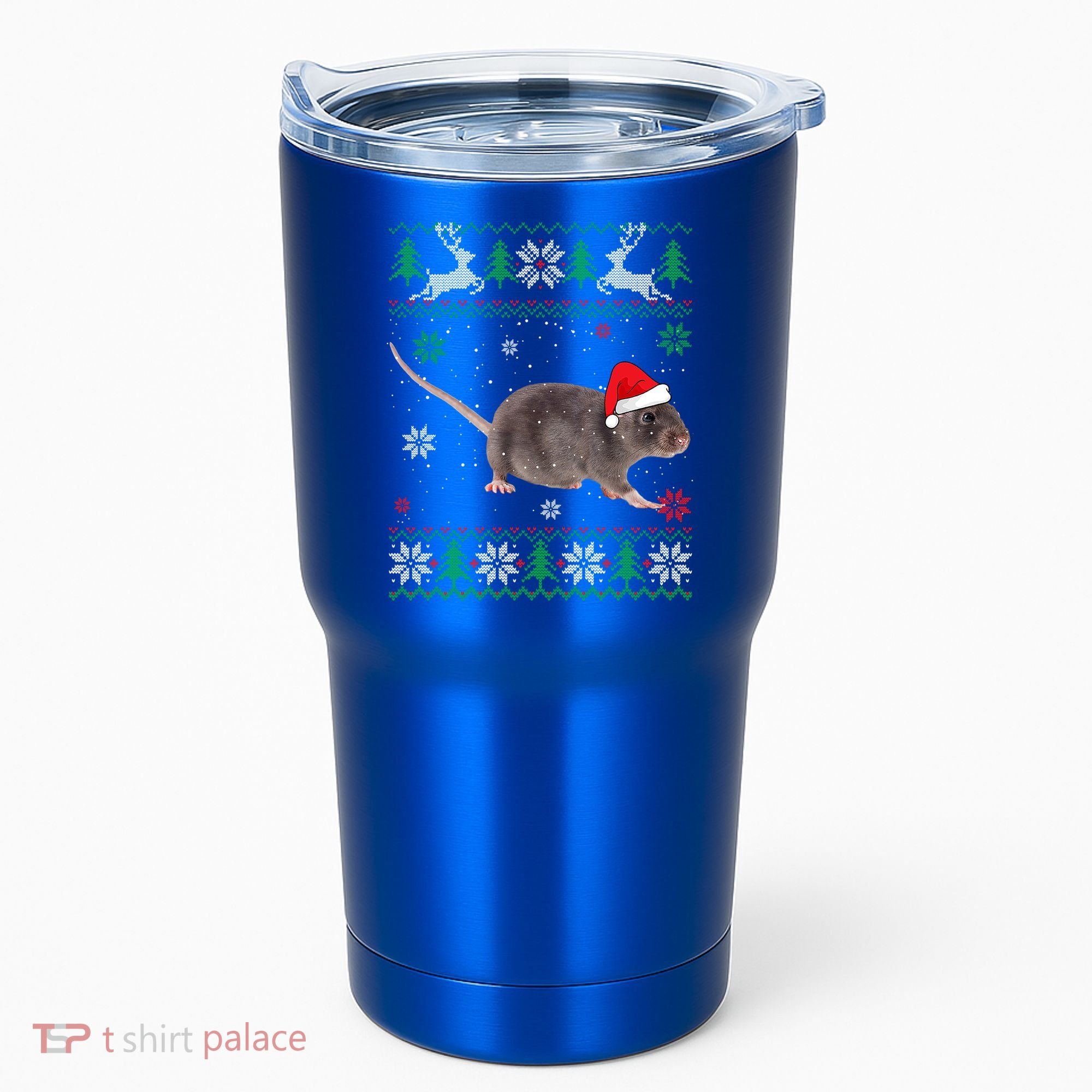 Ugly Sweater Christmas Rat Lover Santa Hat Animals Gift Tumbler