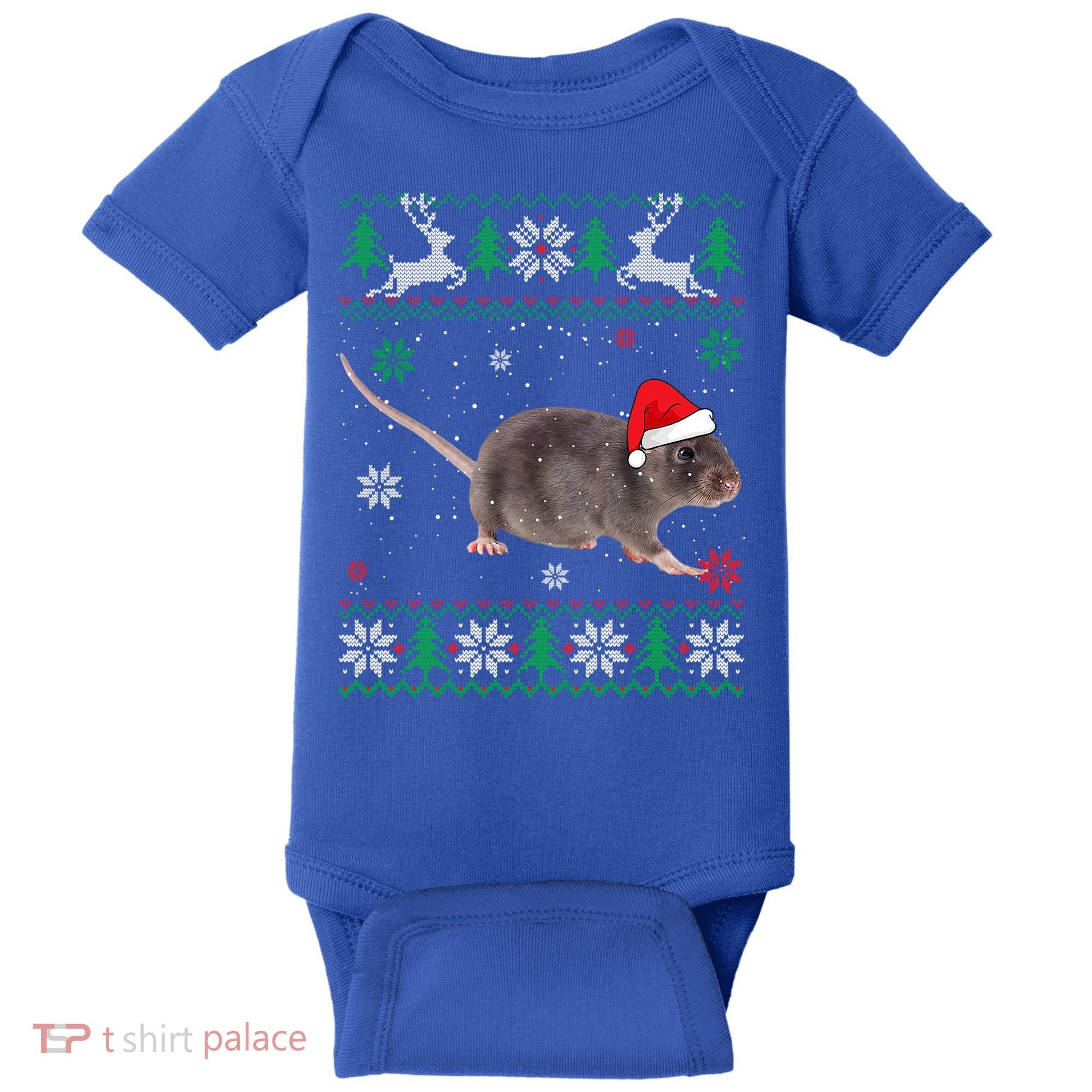 Ugly Sweater Christmas Rat Lover Santa Hat Animals Gift Baby Bodysuit
