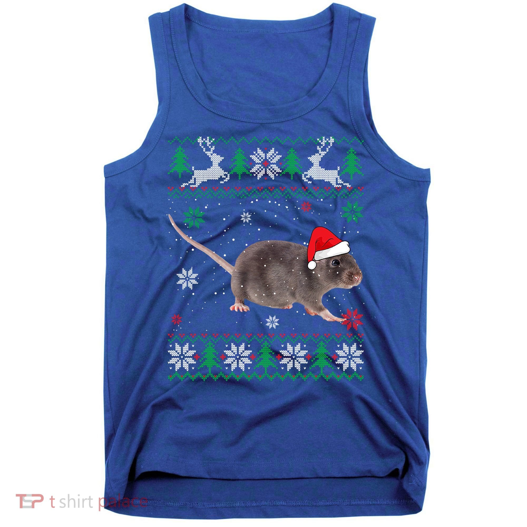 Ugly Sweater Christmas Rat Lover Santa Hat Animals Gift Tank Top
