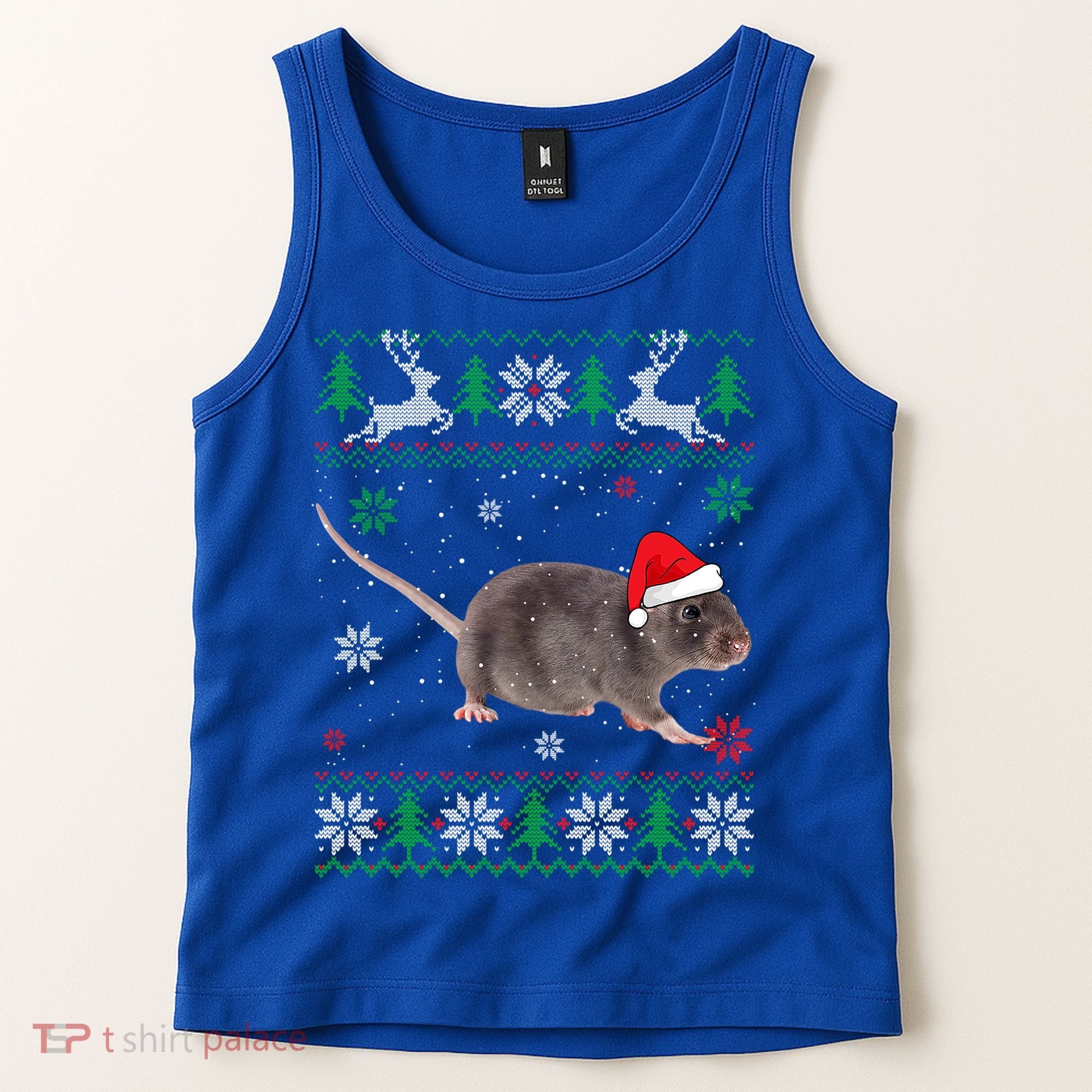 Ugly Sweater Christmas Rat Lover Santa Hat Animals Gift Tank Top