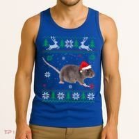 Ugly Sweater Christmas Rat Lover Santa Hat Animals Gift Tank Top thumb 3