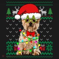 Ugly Sweater Christmas Lights Yorkshire Terrier Dog Puppy Meaningful Gift Women's Hoodie thumb 2