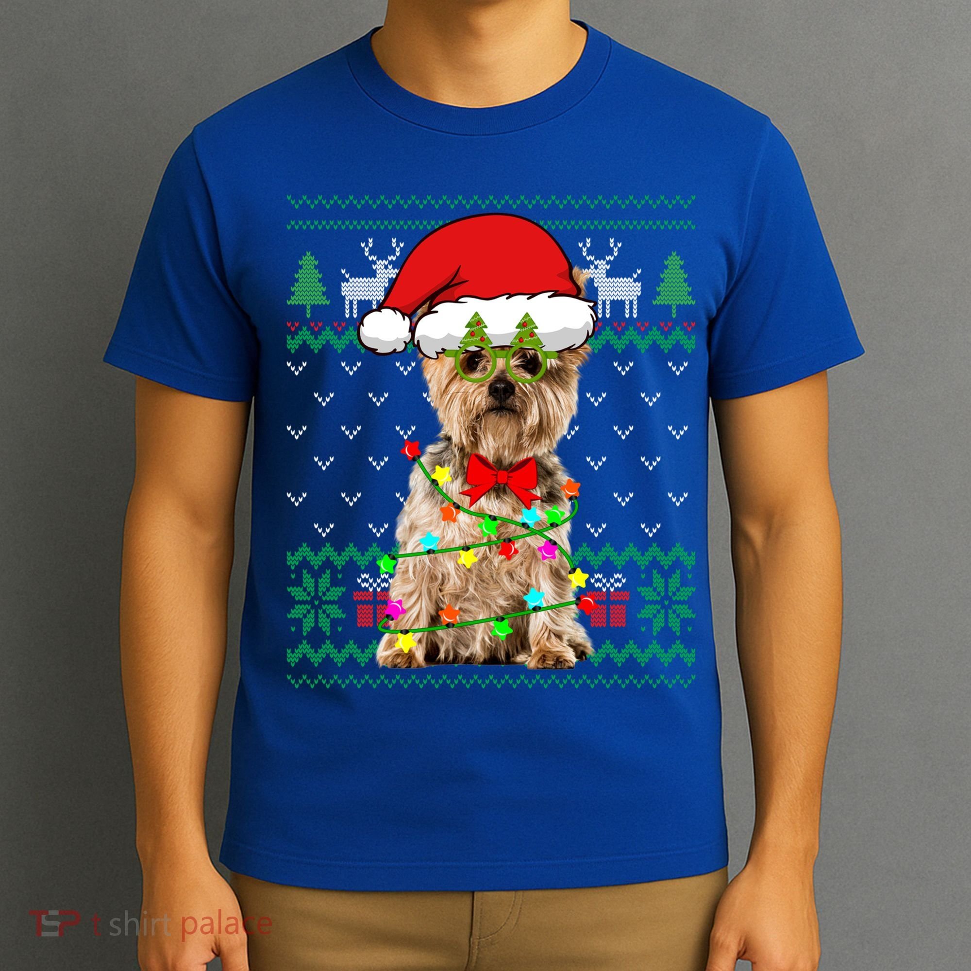 Ugly Sweater Christmas Lights Yorkshire Terrier Dog Puppy Meaningful Gift T-Shirt