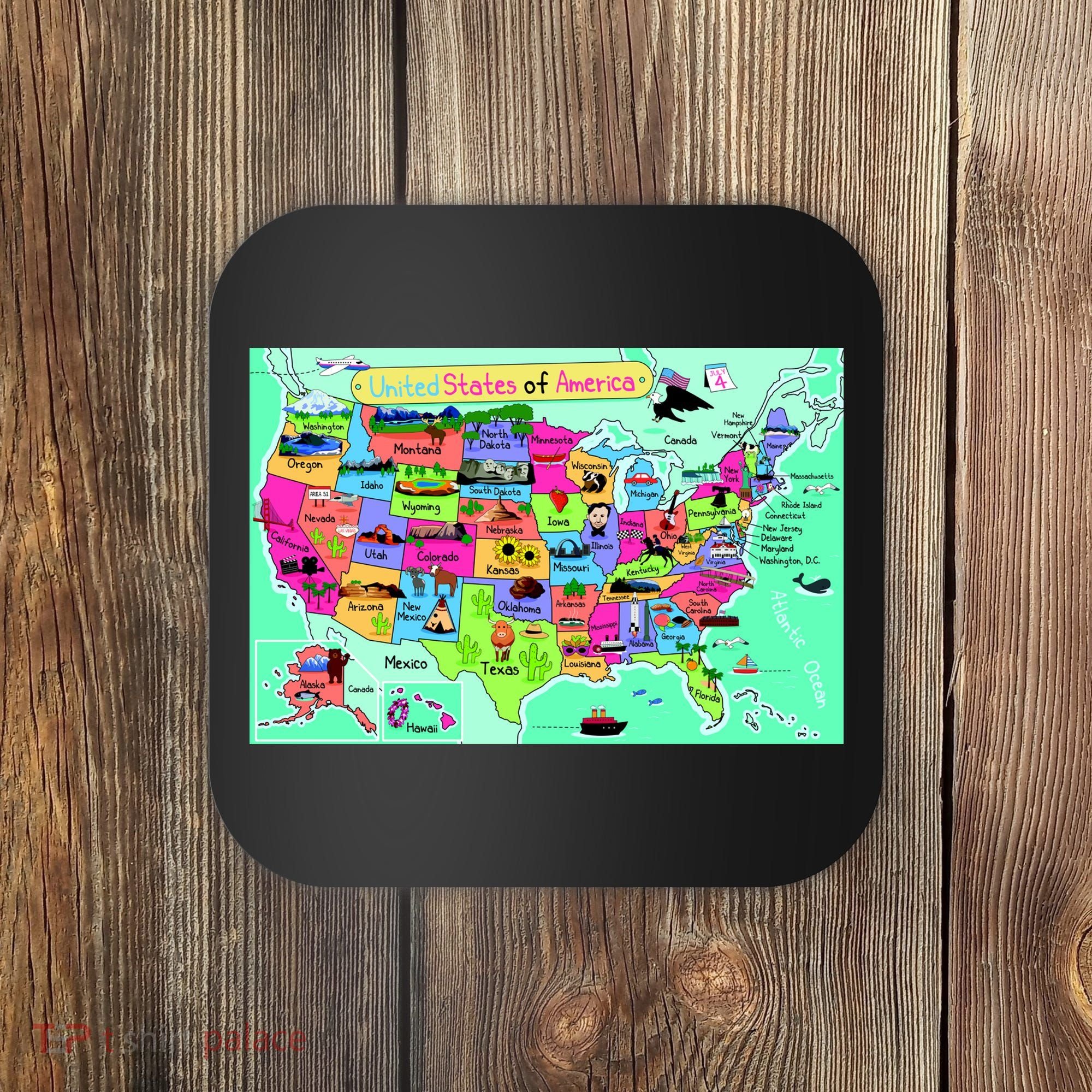 United States Cartoon Drawing Coaster