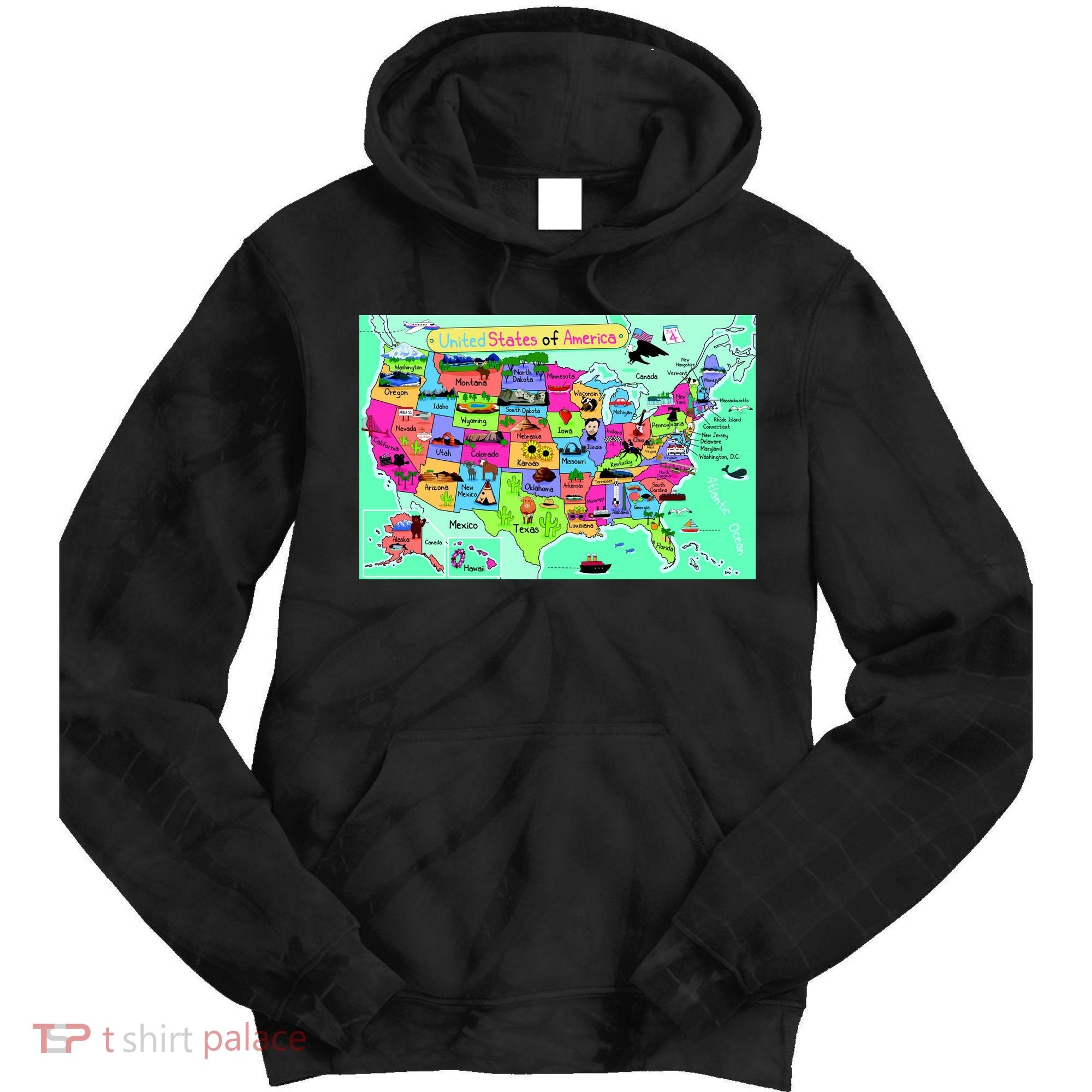 United States Cartoon Drawing Tie Dye Hoodie