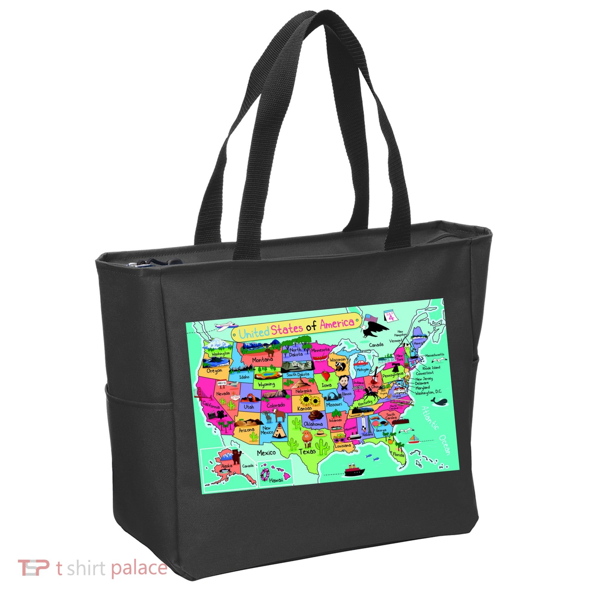 United States Cartoon Drawing Tote Bag