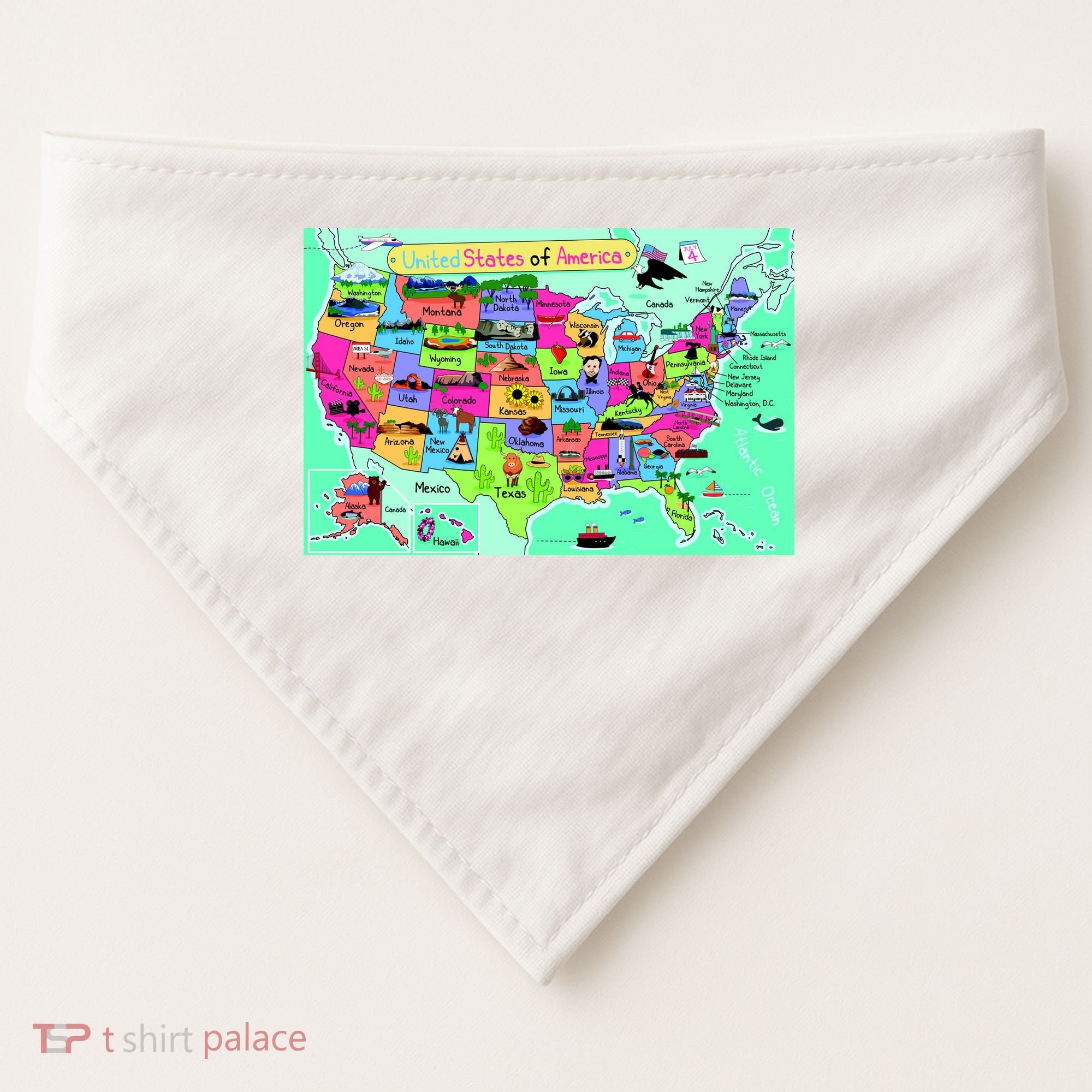 United States Cartoon Drawing USA-Made Doggie Bandana