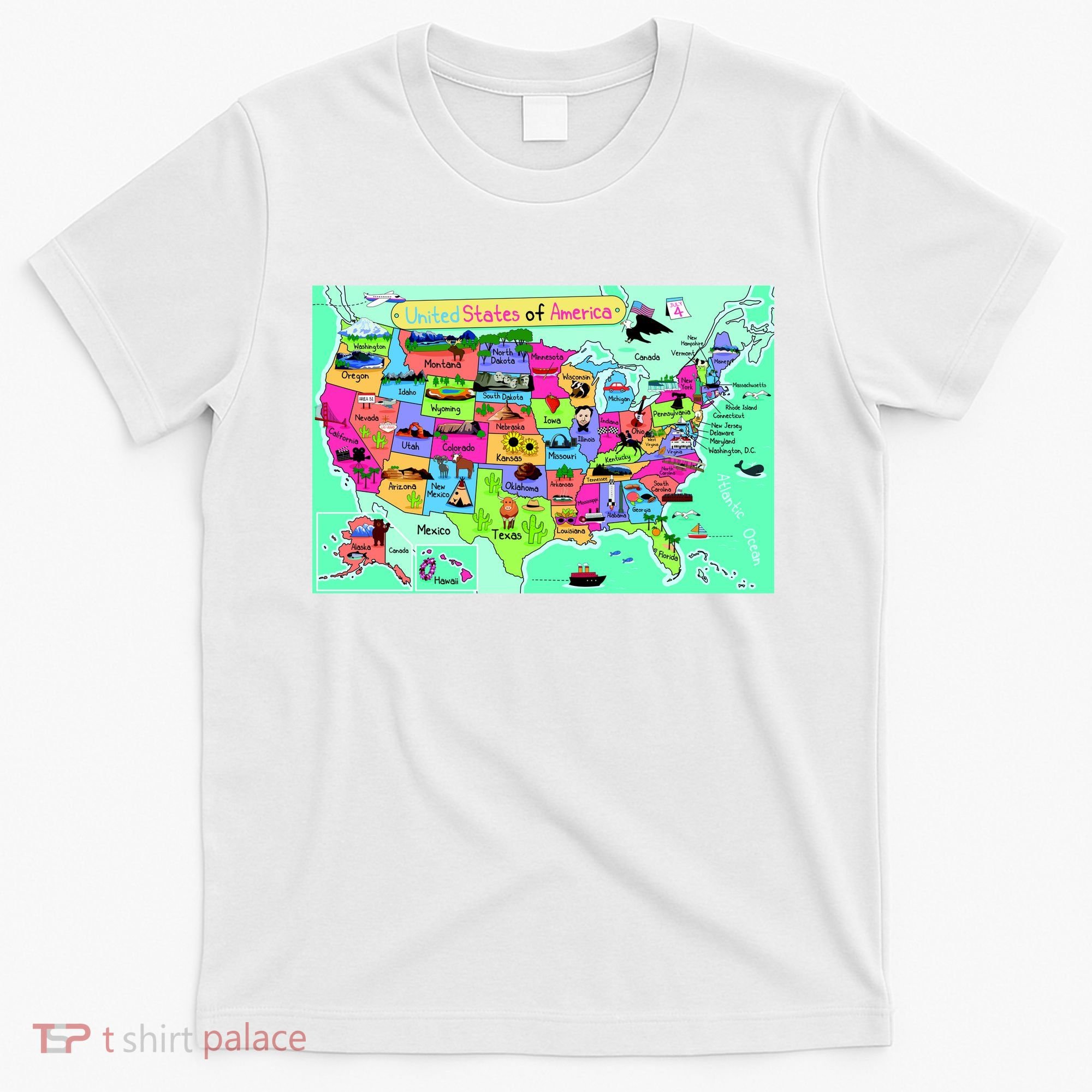 United States Cartoon Drawing T-Shirt