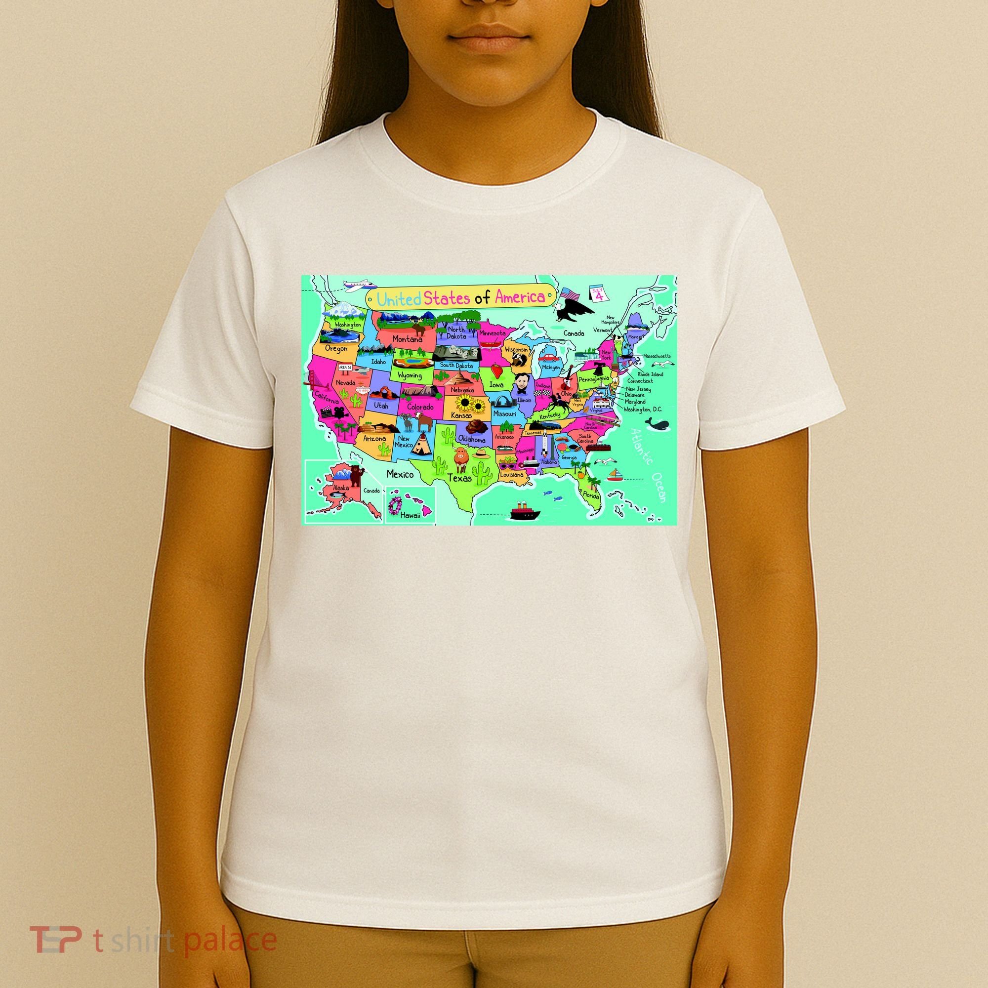 United States Cartoon Drawing T-Shirt