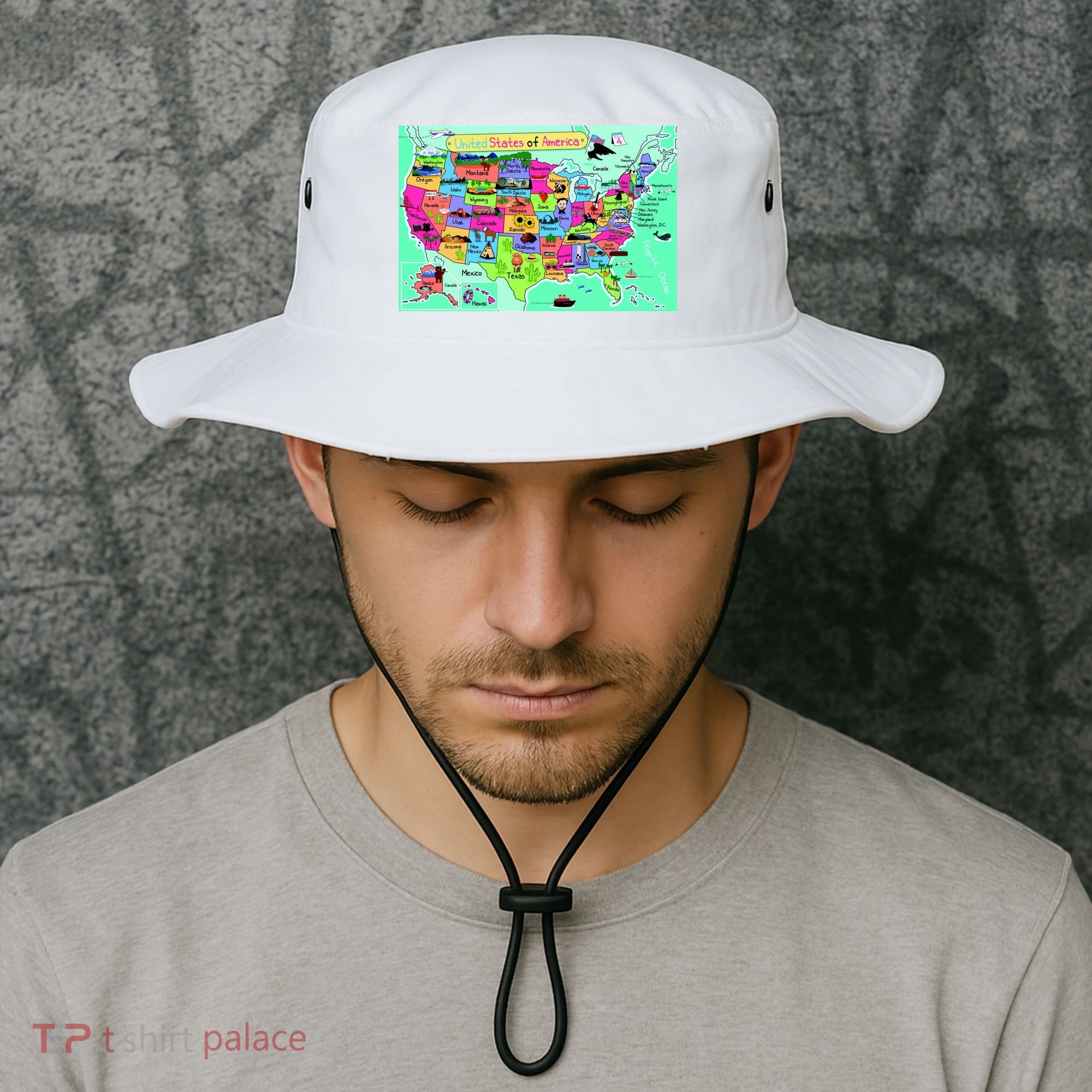 United States Cartoon Drawing Bucket Hat