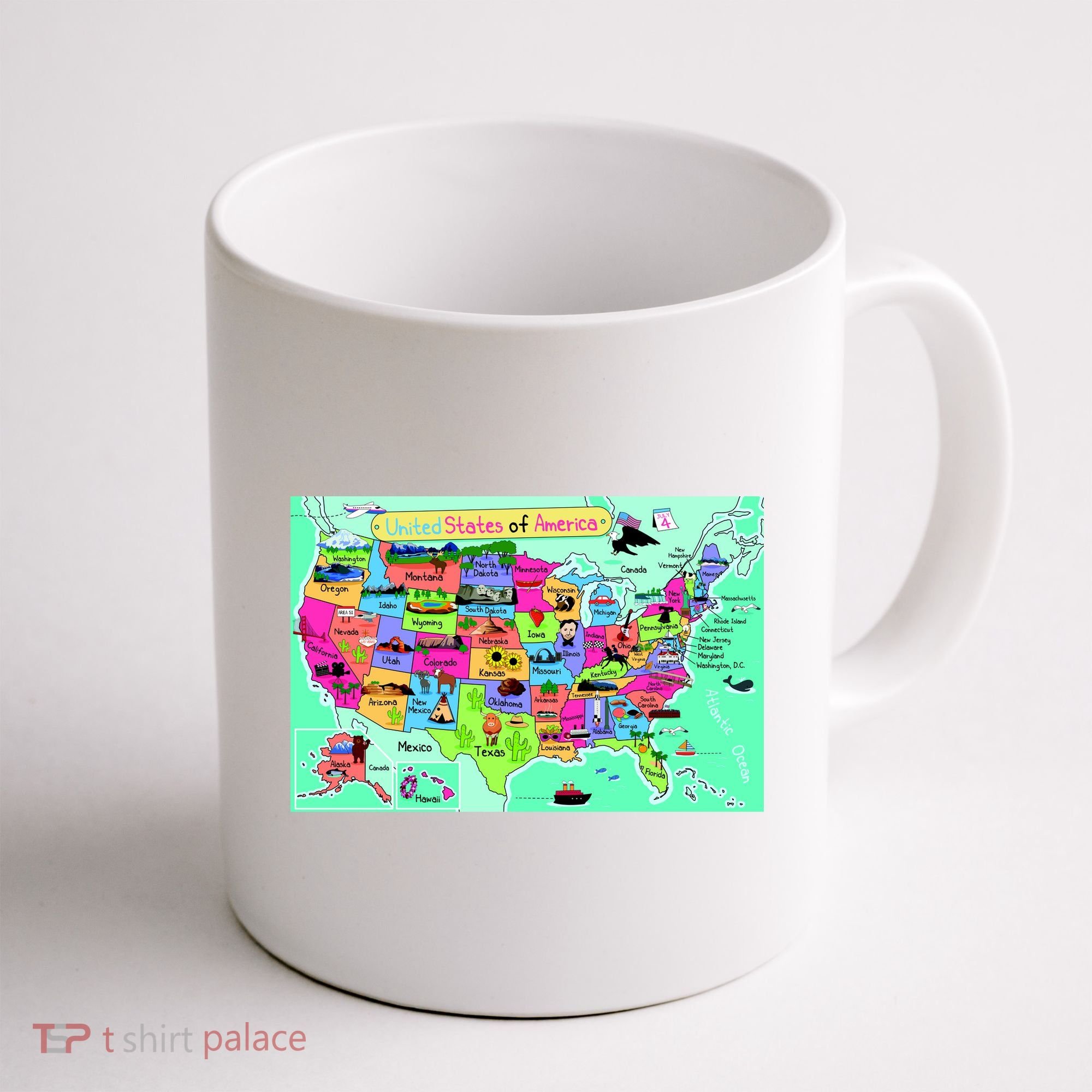United States Cartoon Drawing Coffee Mug