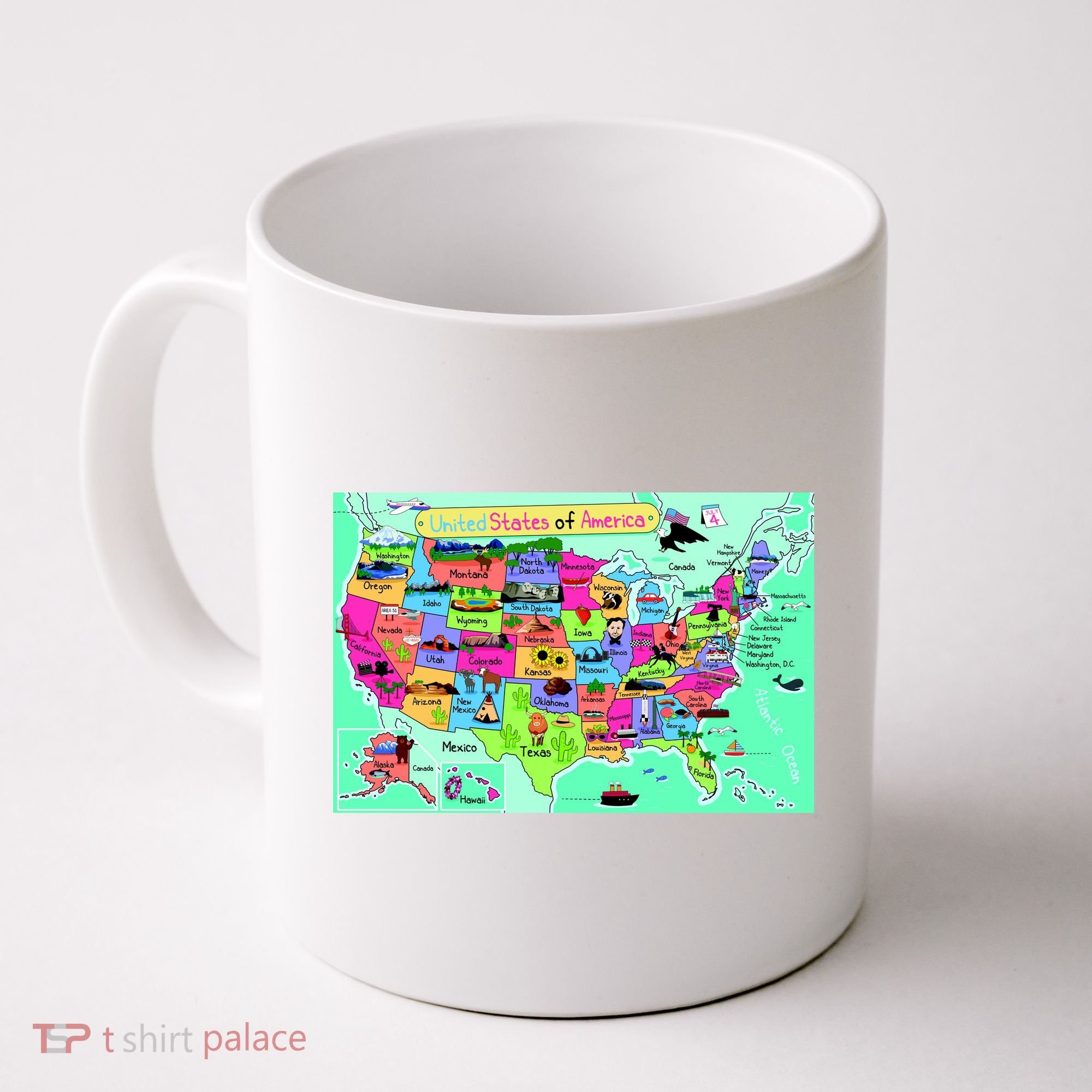 United States Cartoon Drawing Coffee Mug
