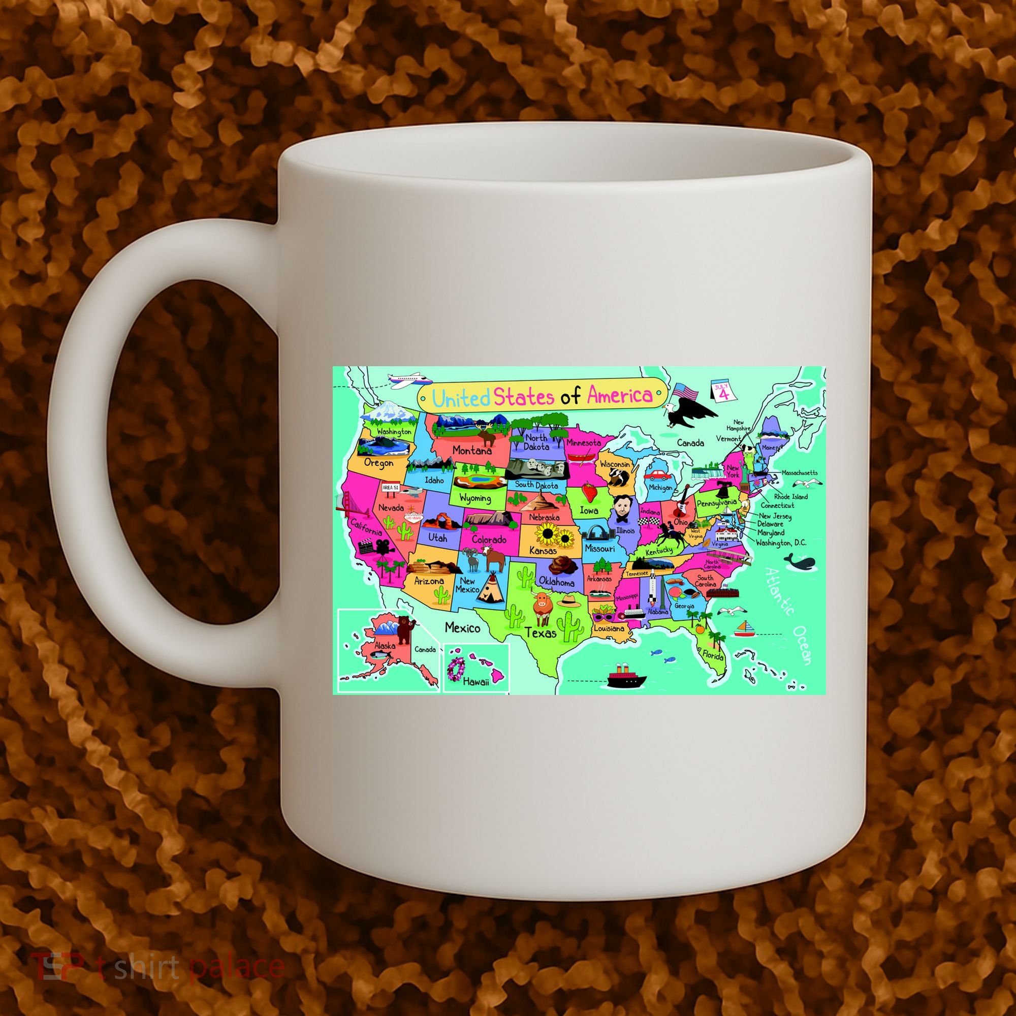United States Cartoon Drawing Coffee Mug